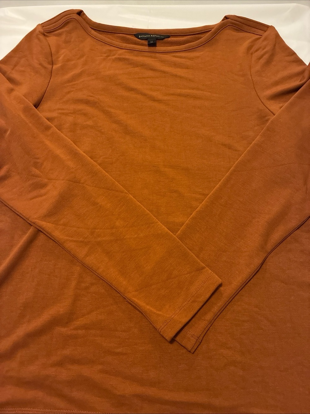 Banana Republic Women's Long-Sleeve Crewneck Tee in Burnt Orange